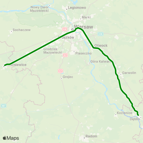 Koleje Mazowieckie Warszawa — Dęblin map