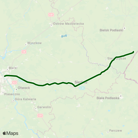 Koleje Mazowieckie Warszawa — Łuków (Przyspieszony) map