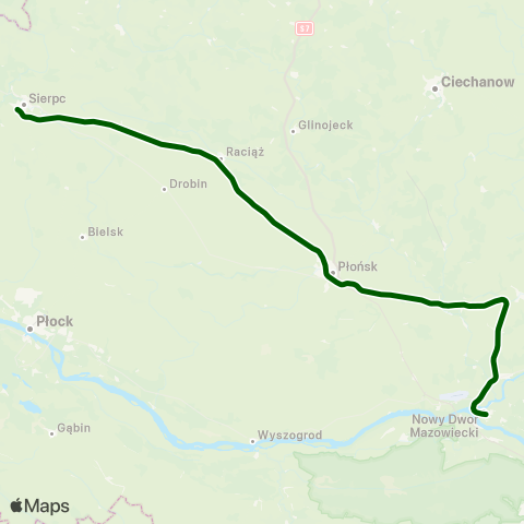 Koleje Mazowieckie Warszawa — Działdowo (Przyspieszony) map