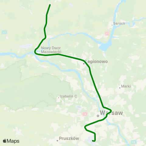 Koleje Mazowieckie Modlin — Warszawa Lotnisko Chopina map