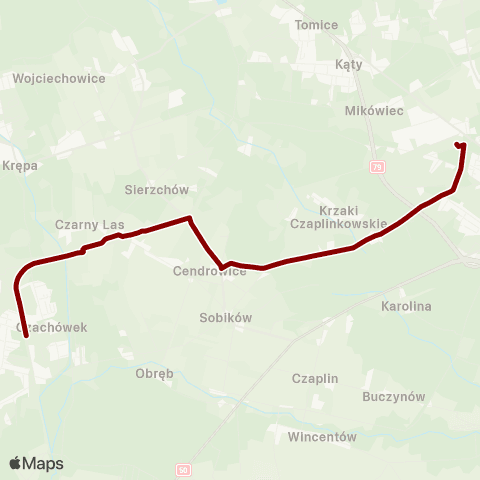 Koleje Mazowieckie Warszawa — Skarżysko-Kamienna (Zastępcza Komunikacja Autobusowa) map