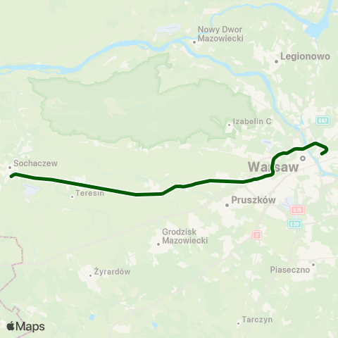 Koleje Mazowieckie Warszawa — Kutno (Przyspieszony) map