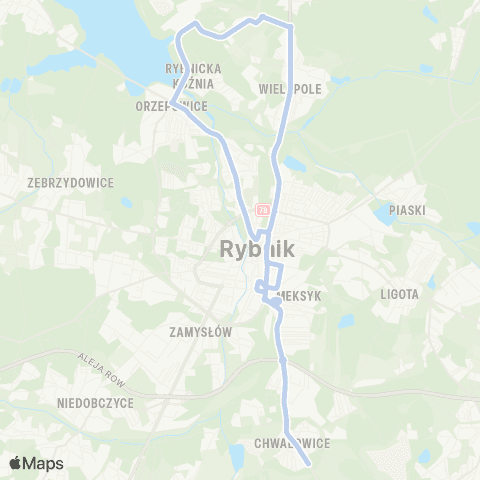 Komunikacja Miejska Rybnik Rybnik Chwałowice Pętla - Rybnik Chwałowice Pętla map