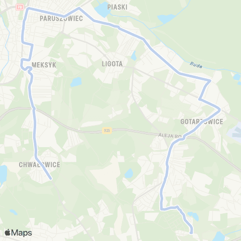 Komunikacja Miejska Rybnik Rybnik Chwałowice Pętla - Rybnik Boguszowice Osiedle Pętla map