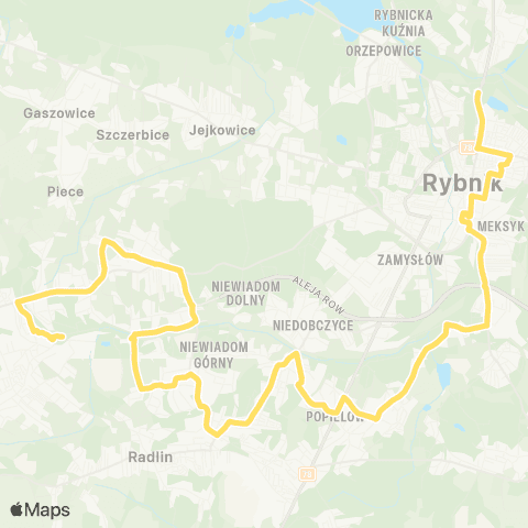 Komunikacja Miejska Rybnik Rydułtowy Kopalnia - Rybnik Północ Kąpielisko Ruda map