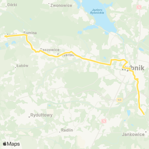 Komunikacja Miejska Rybnik Rybnik Śródmieście Sąd - Lyski Rondo map