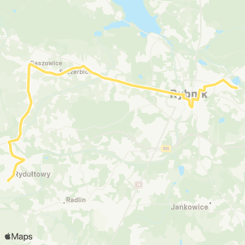 Komunikacja Miejska Rybnik Rydułtowy Rynek - Rybnik Śródmieście Policja map