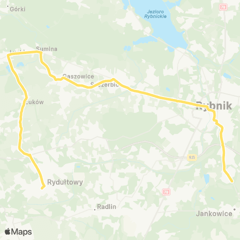 Komunikacja Miejska Rybnik Rybnik Chwałowice Pętla - Czernica Straż map