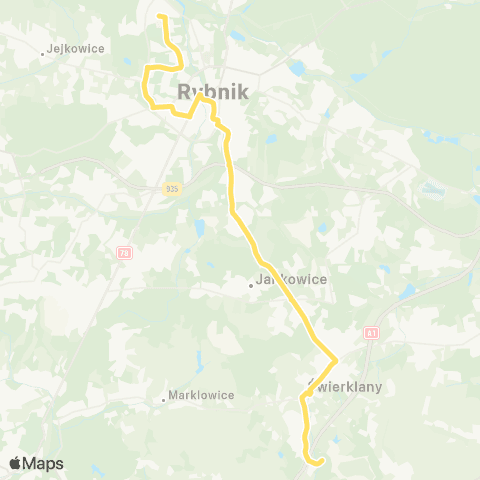 Komunikacja Miejska Rybnik Świerklany Szyb - Rybnik Orzepowice Storczyków map