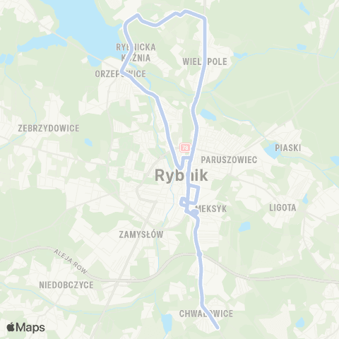 Komunikacja Miejska Rybnik Rybnik Chwałowice Pętla - Rybnik Chwałowice Pętla map