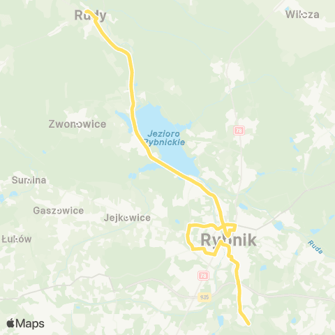 Komunikacja Miejska Rybnik Rybnik Maroko Nowiny Dworzec Aut. B - Rudy Kościół map