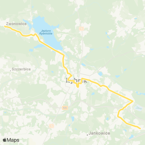 Komunikacja Miejska Rybnik Rybnik Śródmieście Sąd - Zwonowice Szkoła map
