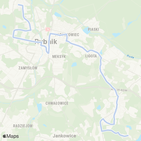 Komunikacja Miejska Rybnik Rybnik Orzepowice Storczyków - Rybnik Boguszowice Osiedle Pętla map