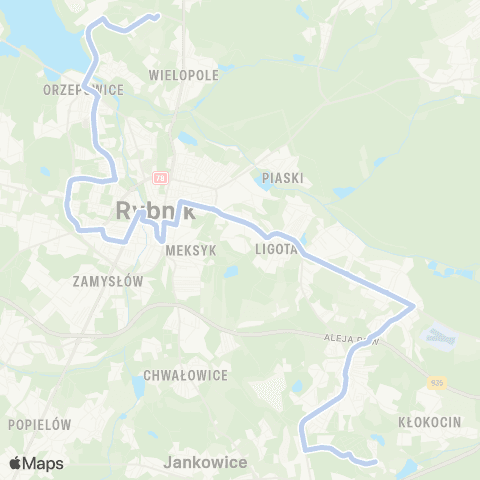 Komunikacja Miejska Rybnik Rybnik Maroko Nowiny Dworzec Aut. 3 - Rybnik Boguszowice Osiedle Pętla map