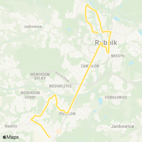 Komunikacja Miejska Rybnik Rybnik Maroko Nowiny Dworzec Aut. 2 - Radlin Ujejskiego map