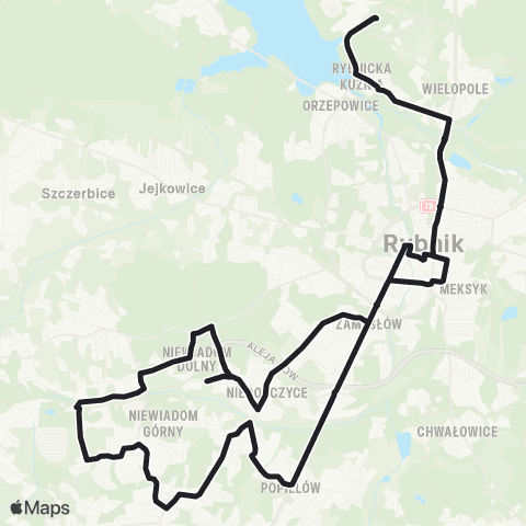 Komunikacja Miejska Rybnik Plac Wolności - Rybnik Rybnicka Kuźnia Chłodnie map