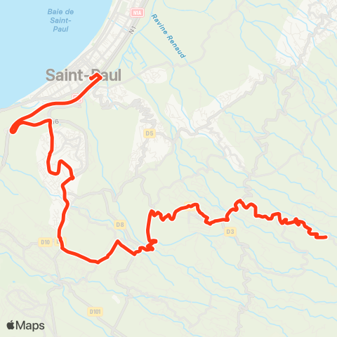 Kar'Ouest Maïdo - Le Guillaume - Plateau Caillou - Gare de St-Paul map