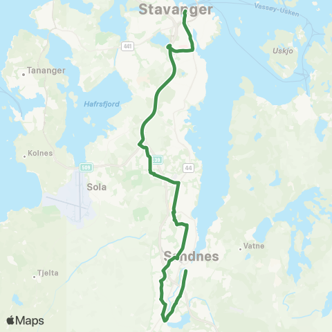 Kolumbus Busslinje i Rogaland map
