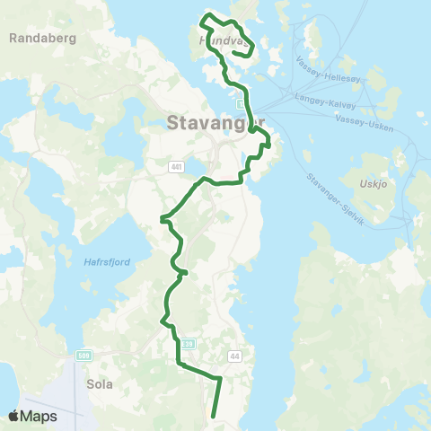 Kolumbus Busslinje i Rogaland map