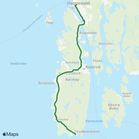 Kolumbus Busslinje i Rogaland map