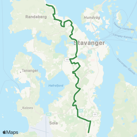 Kolumbus Busslinje i Rogaland map