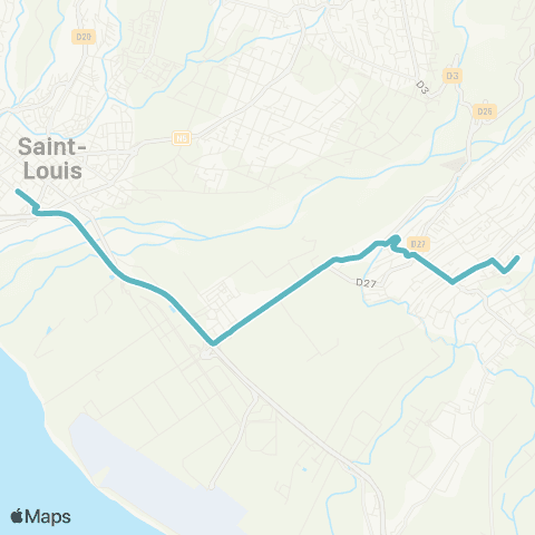 Kar'Ouest Scolaire Gare de Saint-Louis-Lycée Bois d'Olives map
