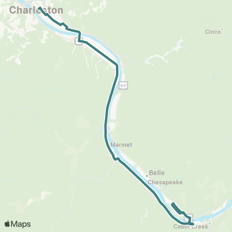 KRT Chelyan / Kanawha City map