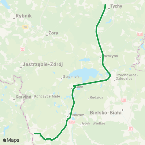 Koleje Śląskie Skoczów — Goleszów — Cieszyn map