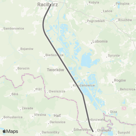 Koleje Śląskie Racibórz — Chałupki map
