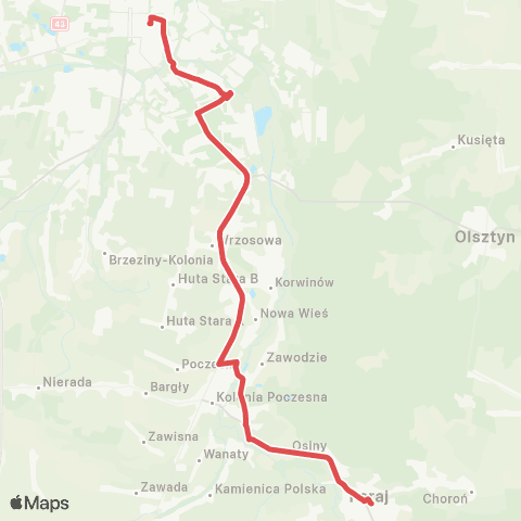 Koleje Śląskie Częstochowa — Pyrzowice Lotnisko — Bytom — Chorzów (Zastępcza Komunikacja Autobusowa) map