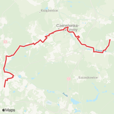 Koleje Śląskie Orzesze Jaśkowice — Tychy (Zastępcza Komunikacja Autobusowa) map
