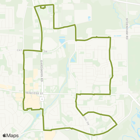 Kingston Transit Cataraqui North - Waterloo map