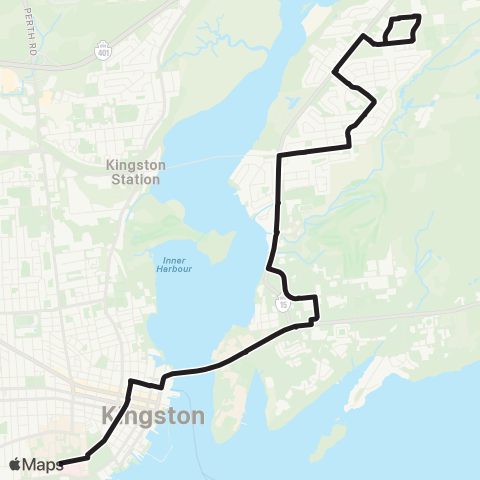 Kingston Transit Exp - Innovation / 15 - Queen's / KGH map