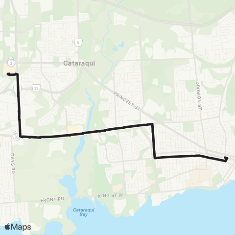 Kingston Transit Express - Cataraqui Ctr - King's Xing map