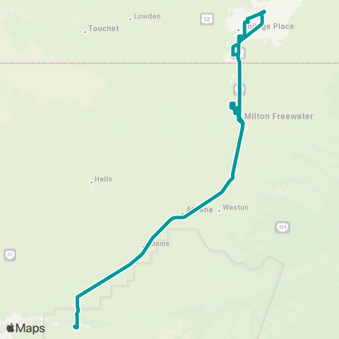 Kayak Public Transit Milton-Freewater map