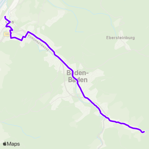 KVV Baden-Baden Bf ↔︎ Oberbeuern map