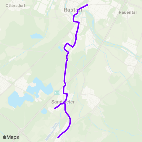 KVV Rastatt Bf ↔︎ Baden-Baden Bf map