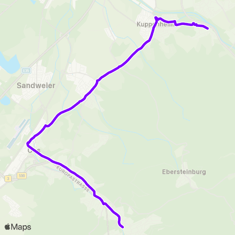 KVV Leopoldspl.  (Baden-Baden) ↔︎ Kuppenheim Bf map
