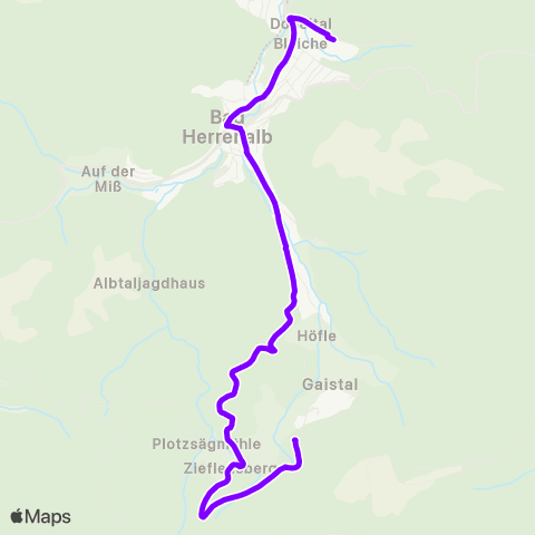 KVV Bad Herrenalb Bf ↔︎ Oberes Gaistal (Gaistal) map