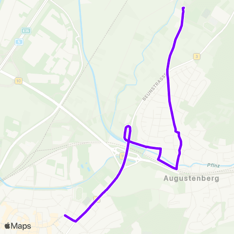 KVV 21 Durlach > 26 ↔︎ 21 Grötzingen Nord map