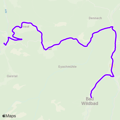 KVV Bad Herrenalb Bf ↔︎ (Württ) Calwer Str. (Neusatz) map