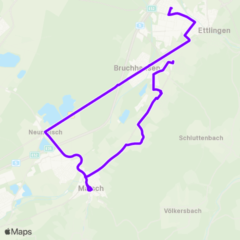 KVV Huttenkreuzstr. (Ettlingen) ↔︎ Waldprechtsweier map