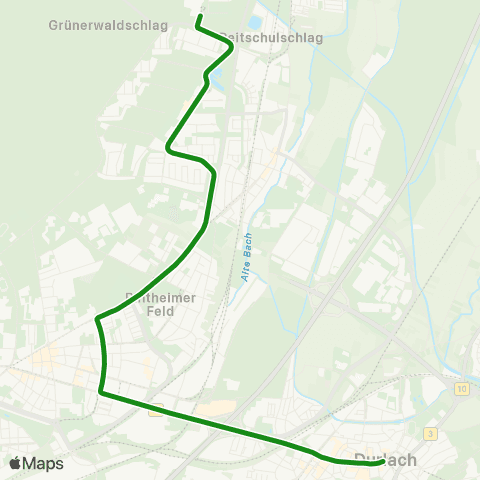 KVV 18 Durlach ↔︎ 18 Waldstadt map