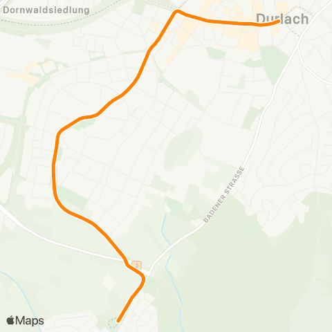 KVV 8 Durlach ↔︎ 8 Wolfartsweier map