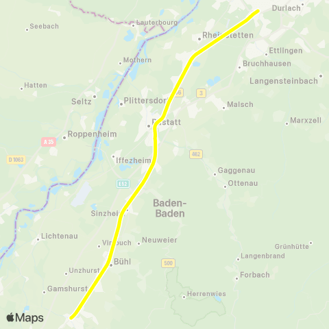 KVV Achern ↔︎ S7 Karlsruhe Tullastr. map