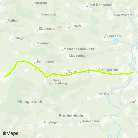 KVV Heilbronn Hbf ↔︎ Mosbach map