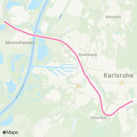 KVV Germersheim ↔︎ Marktpl. (Pyramide 🅤) (Karlsruhe) map