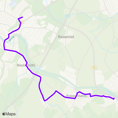 KVV Kuppenheim Bf ↔︎ Rastatt Bf map