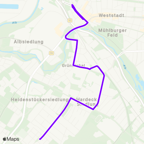 KVV 60 Entenfang ↔︎ 60 Staufenbergweg map