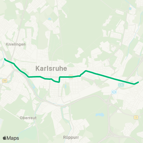 KVV E Neureut Kirchfeld ↔︎ Marktpl. (Pyramide 🅤) (Karlsruhe) map